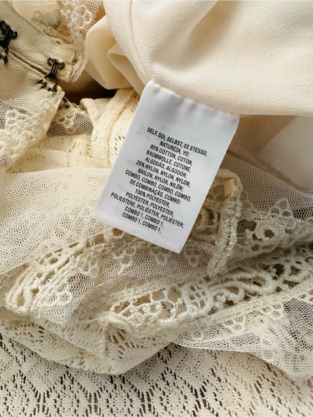 Free People Victoria Ivory Lace Embroidery Mini Dress Womens 10 - Picture 12 of 12